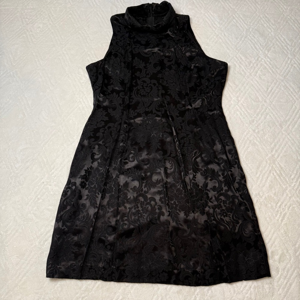 Whimsigoth Gothic Vintage 90s Dawn Joy Black Brocade Dress 11/12